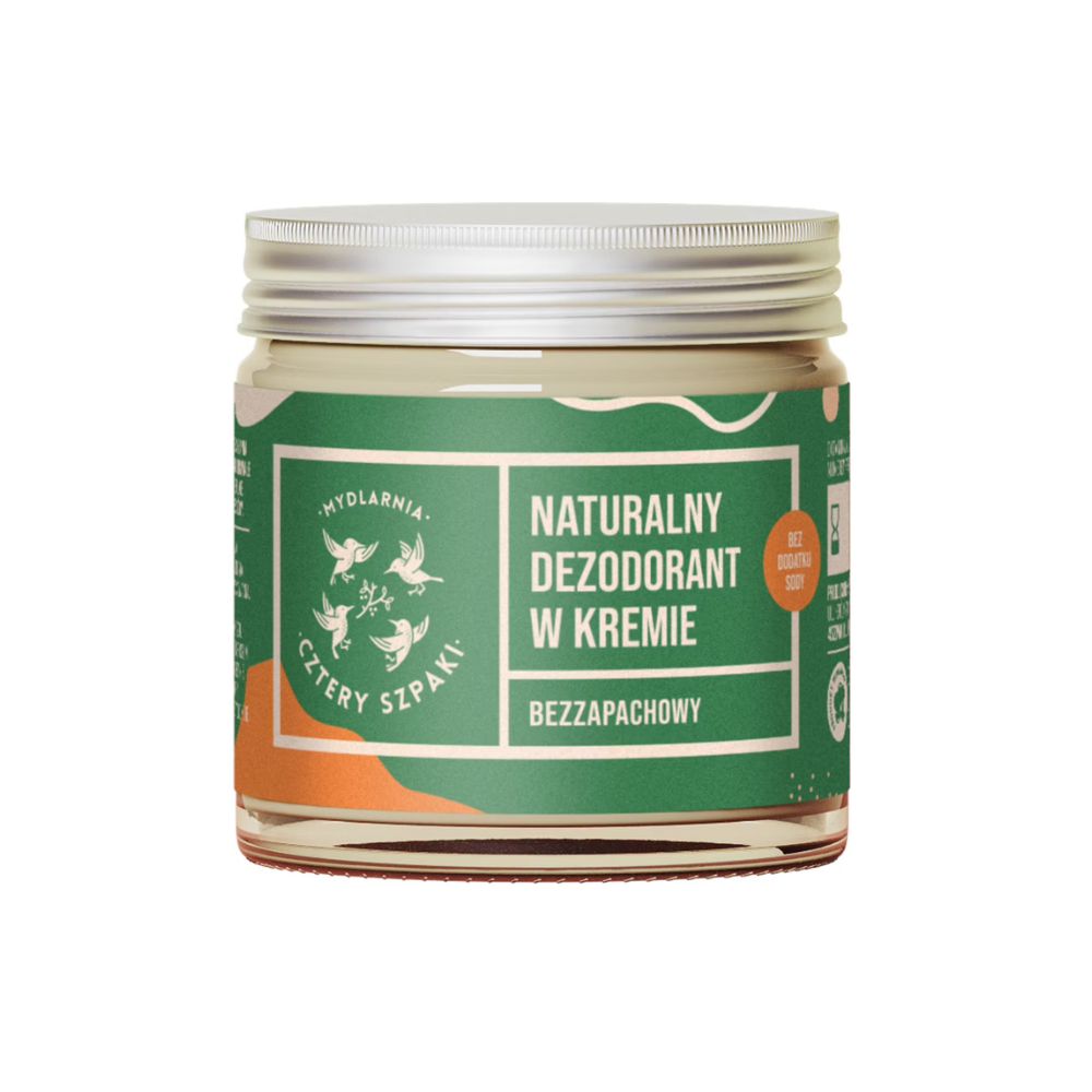 Mydlarnia Cztery Szpaki Naturalny dezodorant w kremie bezzapachowy bez dodatku sody 60 ml