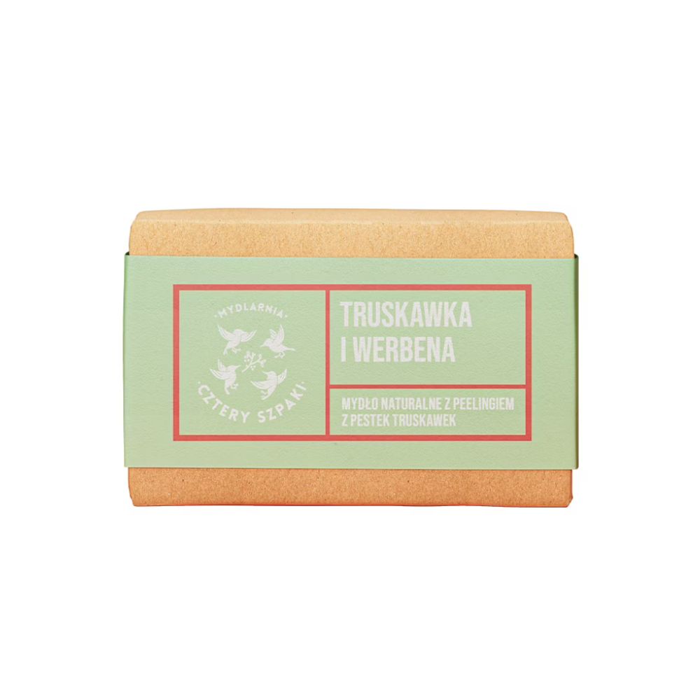 Mydlarnia Cztery Szpaki Truskawka i Werbena naturalne mydło peelingujące 110 g