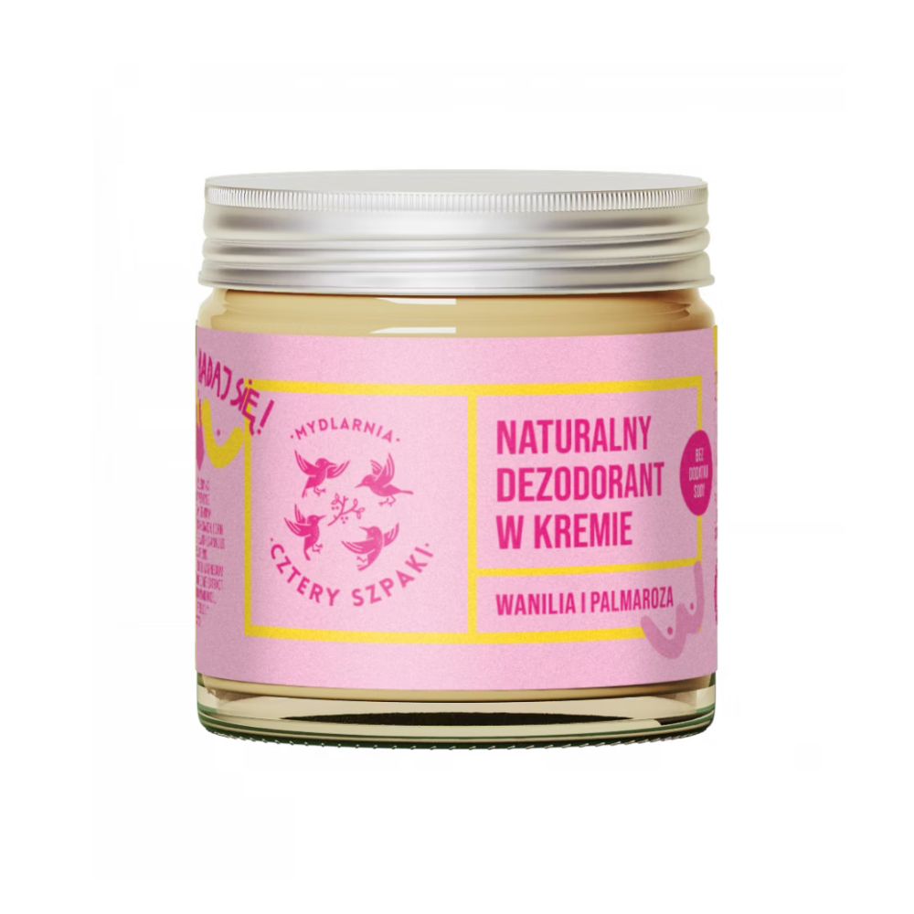 Mydlarnia Cztery Szpaki Naturalny dezodorant w kremie Wanilia i Palmaroza bez dodatku sody 60 ml