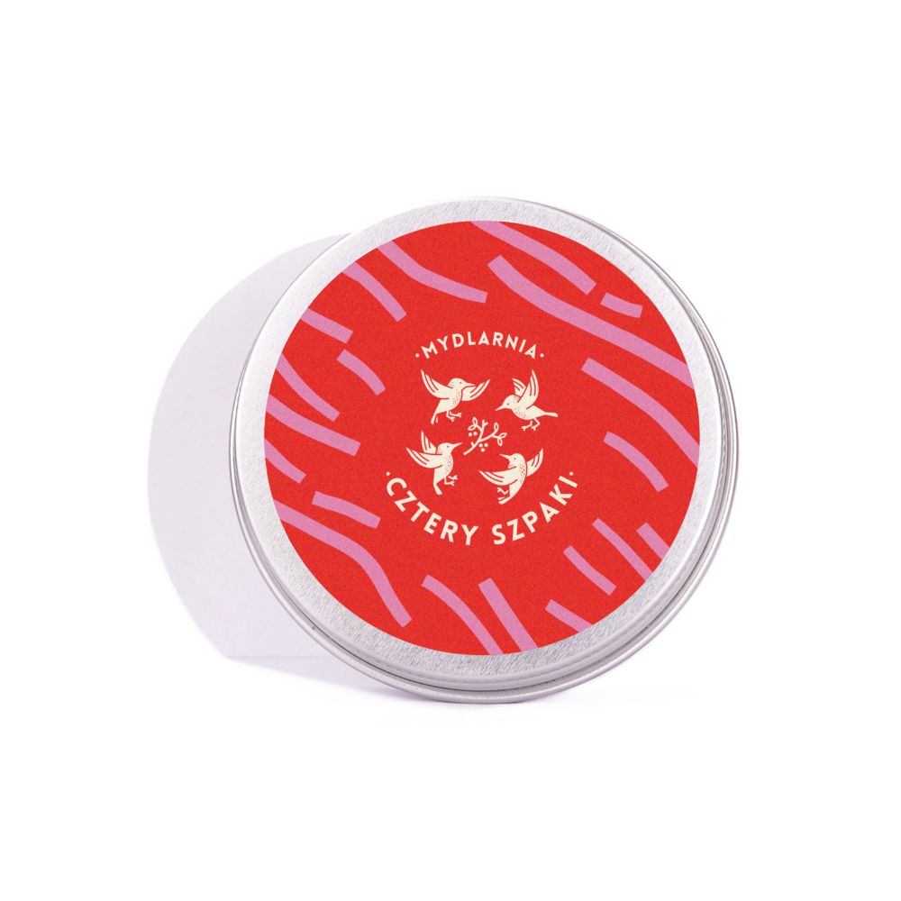Mydlarnia Cztery Szpaki Okrągła puszka na szampon/odżywkę czerwono-rożowa 60 ml 