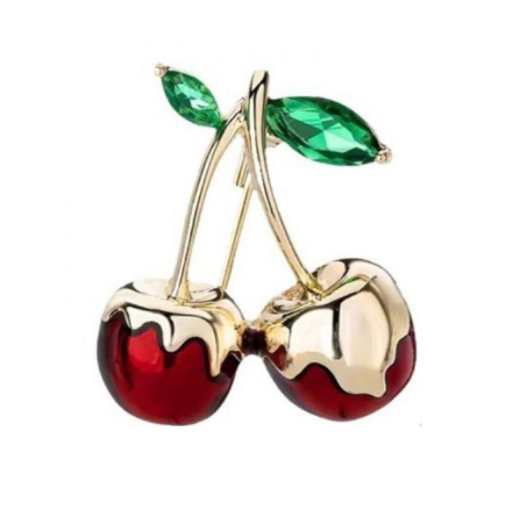 Ecarla Broszka ozdobna złote wisienki oblane złotem bz198 1 szt