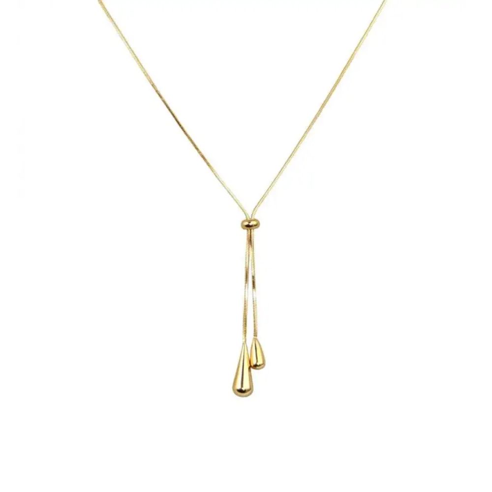 Ecarla Naszyjnik ze stali szlachetnej pozłacanej z dwoma łezkami NST2158