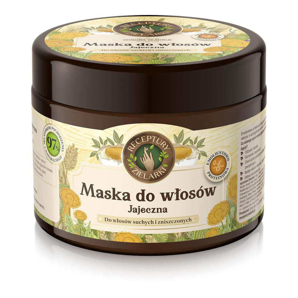 Receptury Zielarki Domowe Tradycje Jajeczna maska do włosów suchych i zniszczonych emolientowo - proteinowa