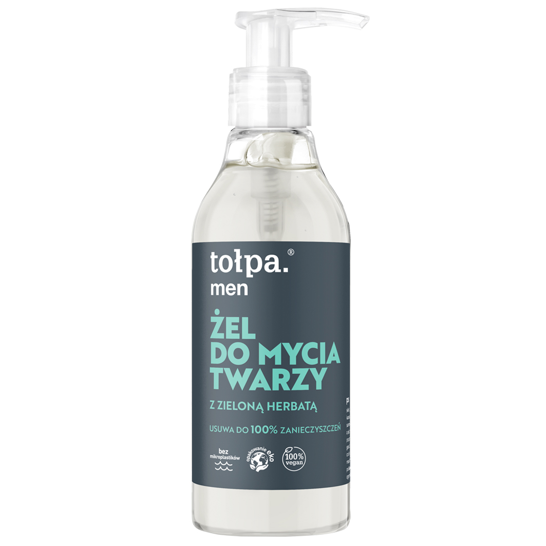 TOŁPA MEN Żel do mycia twarzy z zieloną herbatą, Vegan, 195 ml