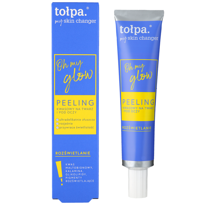 TOŁPA My Skin Changer GLOW Rozświetlający peeling kwasowy na twarz i pod oczy, kwas maltobionowy i kalamina, Vegan, 40ml main product photo