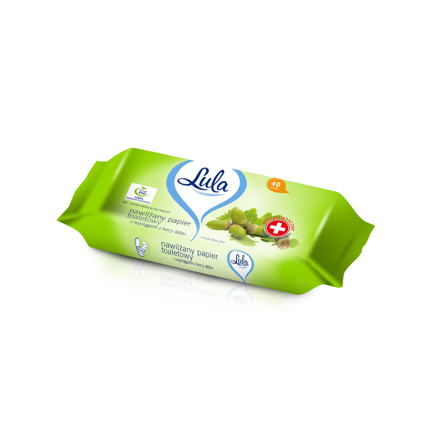 Lula nawilżany papier toaletowy kora dębu 40szt.