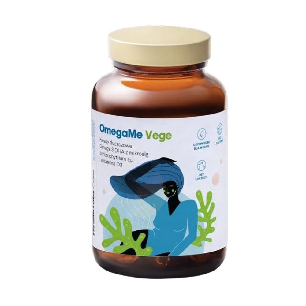 HealthLabs OmegaMe Vege kwasy tłuszczowe Omega 3 DHA z alg morskich z witaminą D3 60 szt