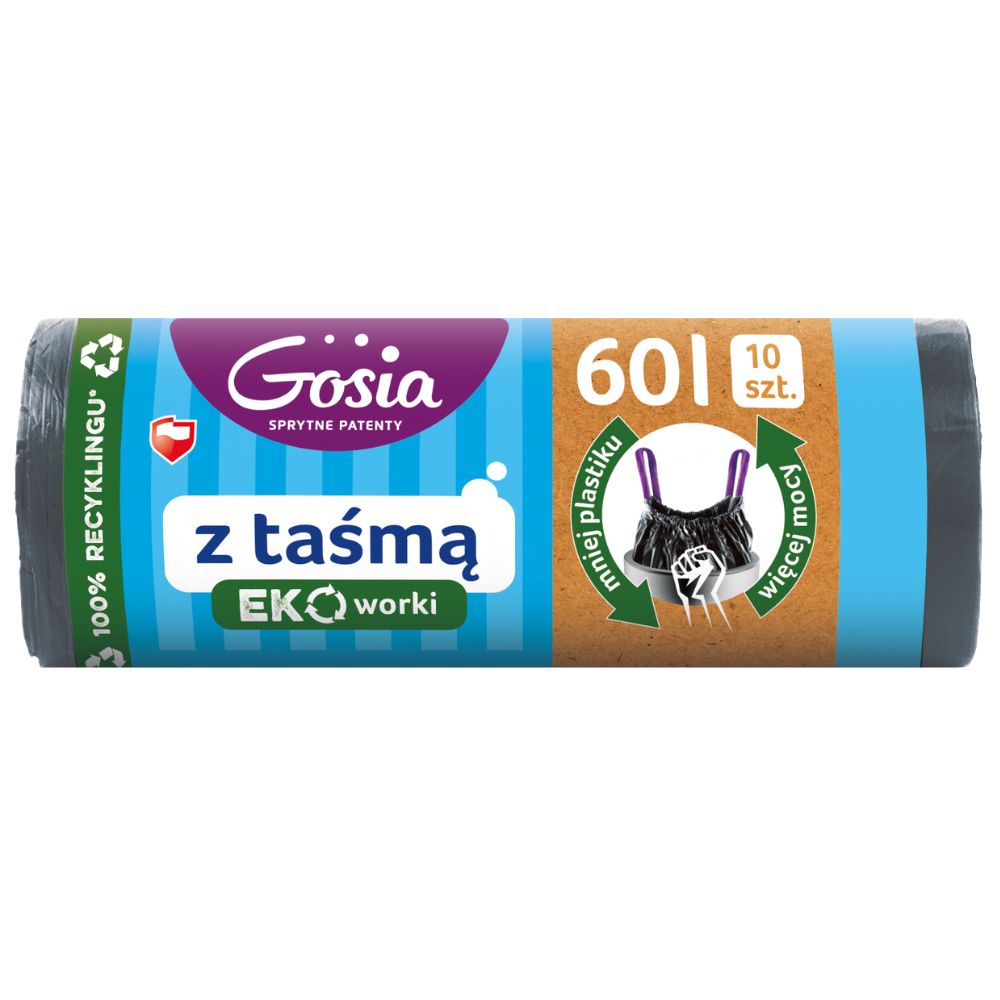 Gosia Eko Worki na śmieci z taśmą 60 l 10 sztuk