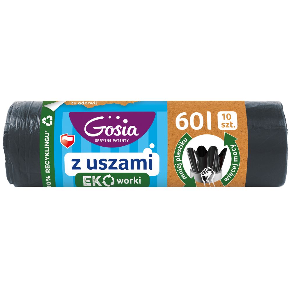 Gosia Eko Worki na śmieci z uszami 60 l 10 sztuk