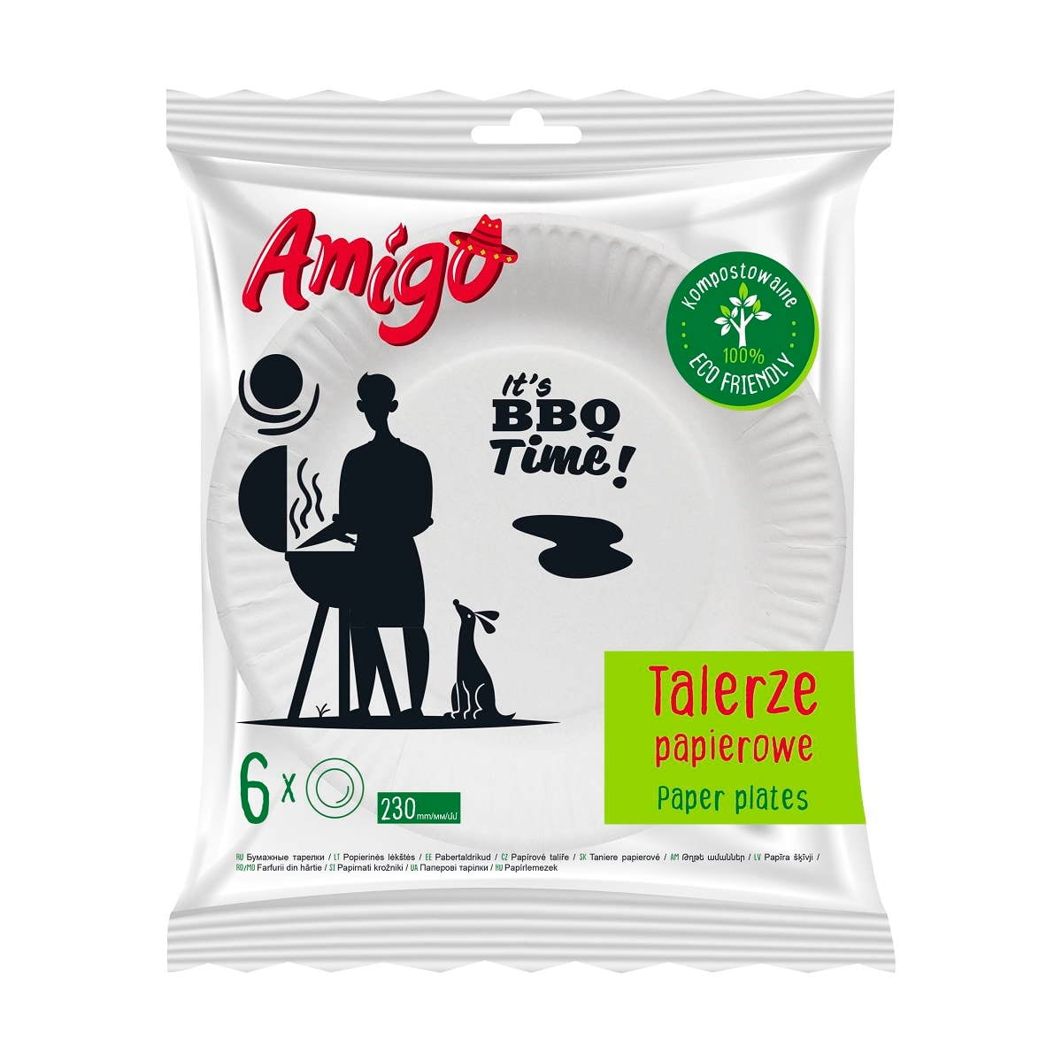 Amigo jednorazowe talerze papierowe eco 6szt