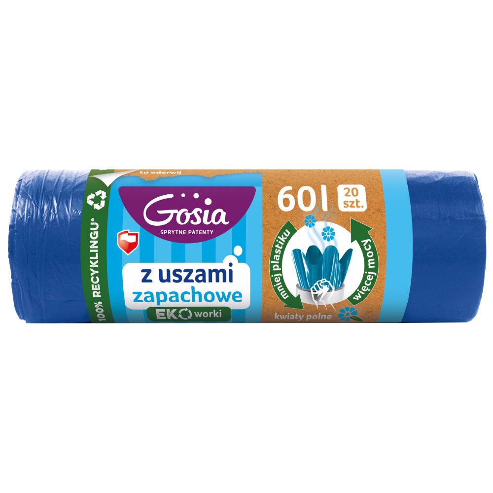 Gosia Eko Worki na śmieci z uszami zapachowe 60 l 20 sztuk