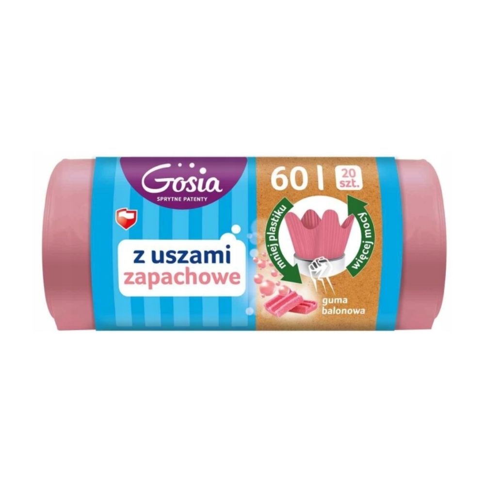 Gosia Worki na śmieci z uszami 60L różowe 60 L 20 szt