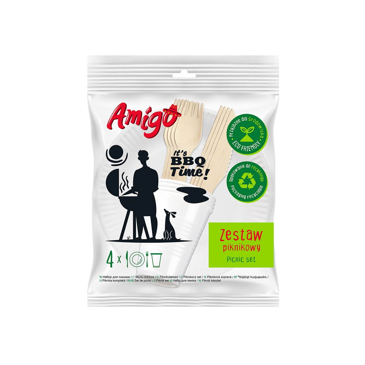 Amigo zstaw piknikowy 4-os. drewno 1szt