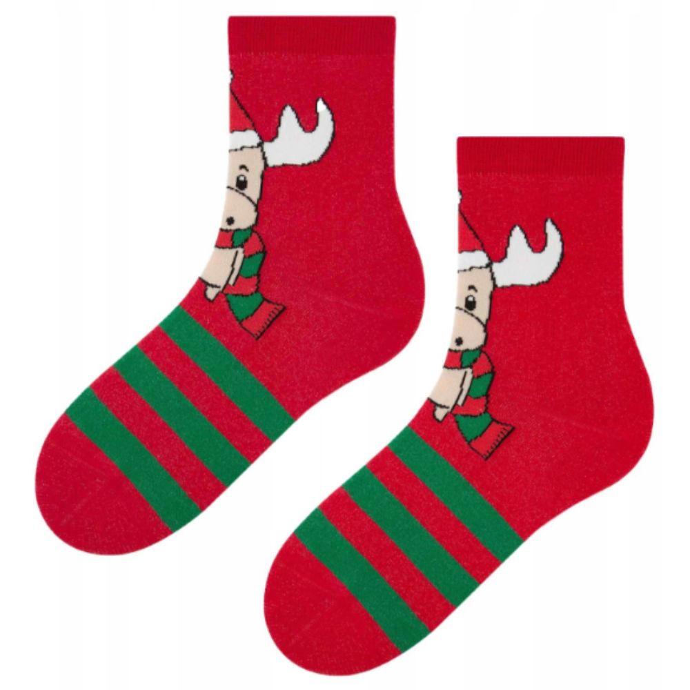 Marilyn skarpetki damskie z motywem łosia w czapce Mikołaja 2 sztuki