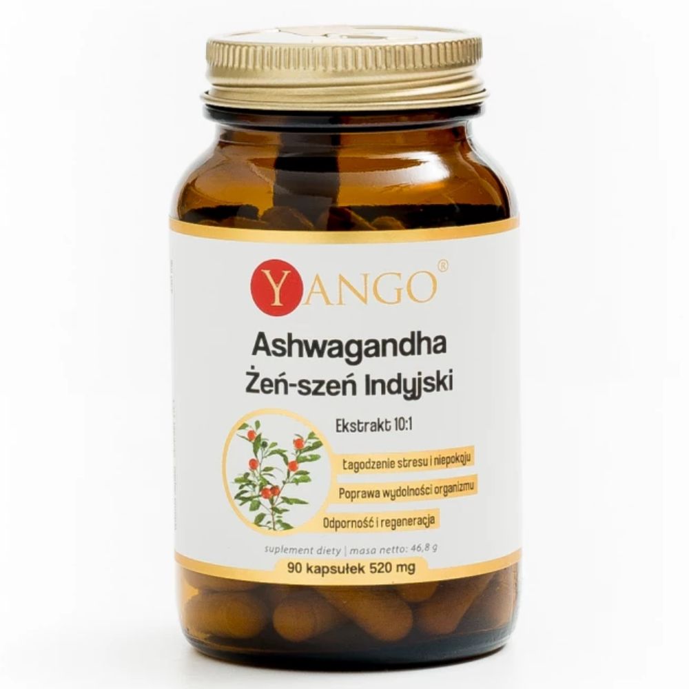 Yango Ashwagandha Żeń-szeń Indyjski ekstrakt 10:1 90 kapsułek