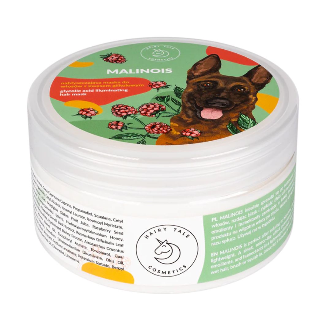 Hairy Tale Cosmetics nabłyszczająca maska do włosów z kwasem glikolowym Malinois 200 ml