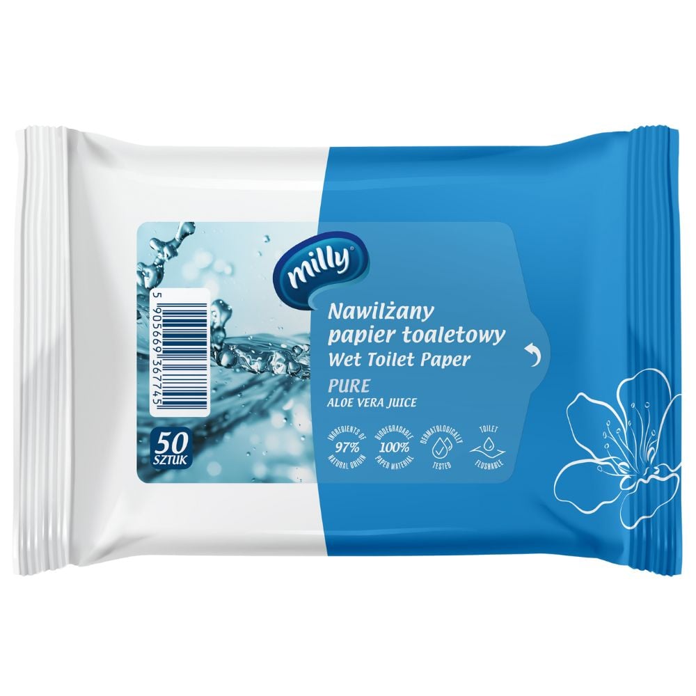 Milly Pure nawilżany papier toaletowy 50 sztuk