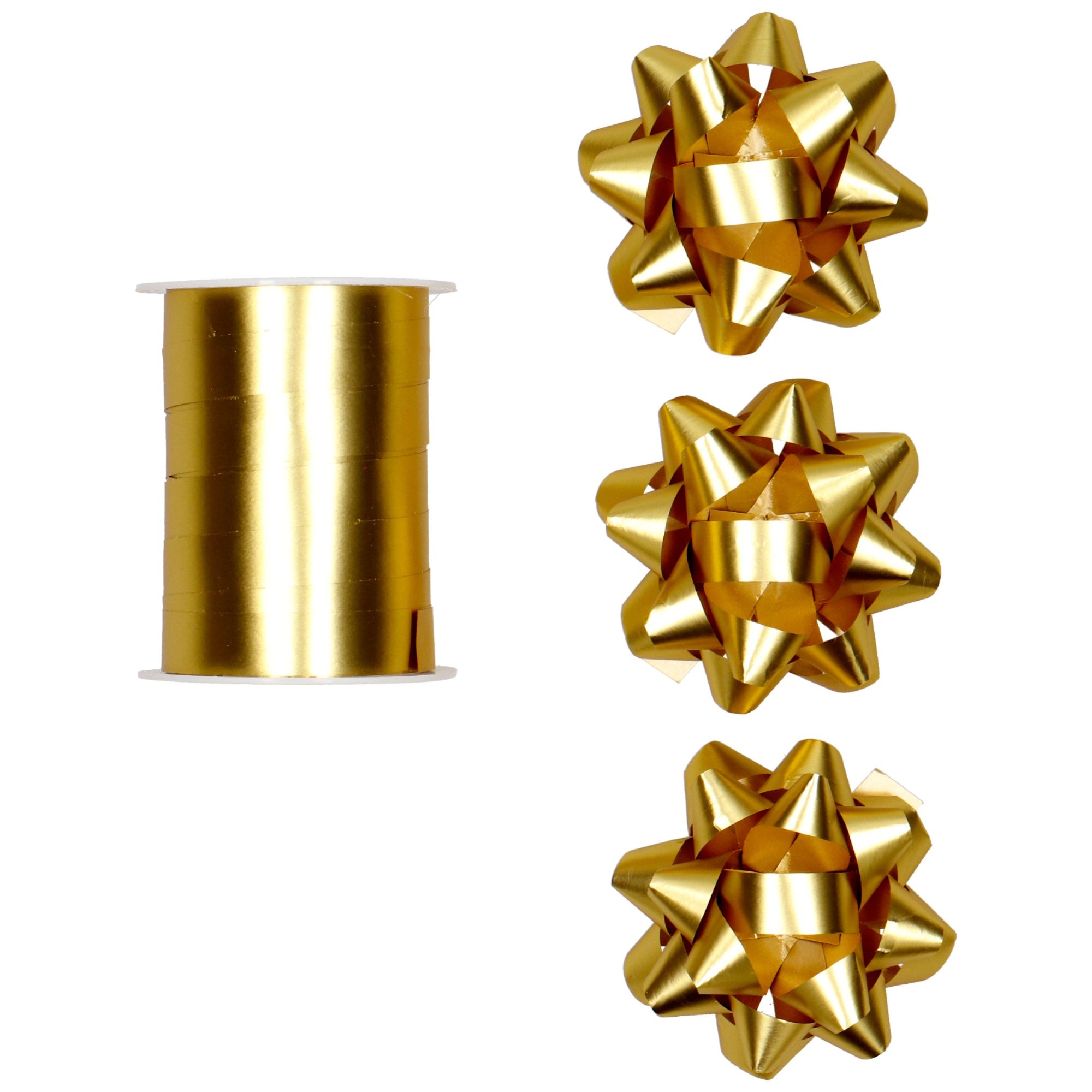 INCOOD zestaw do pakowania prezentów złoty 3 rozetki i wstążka