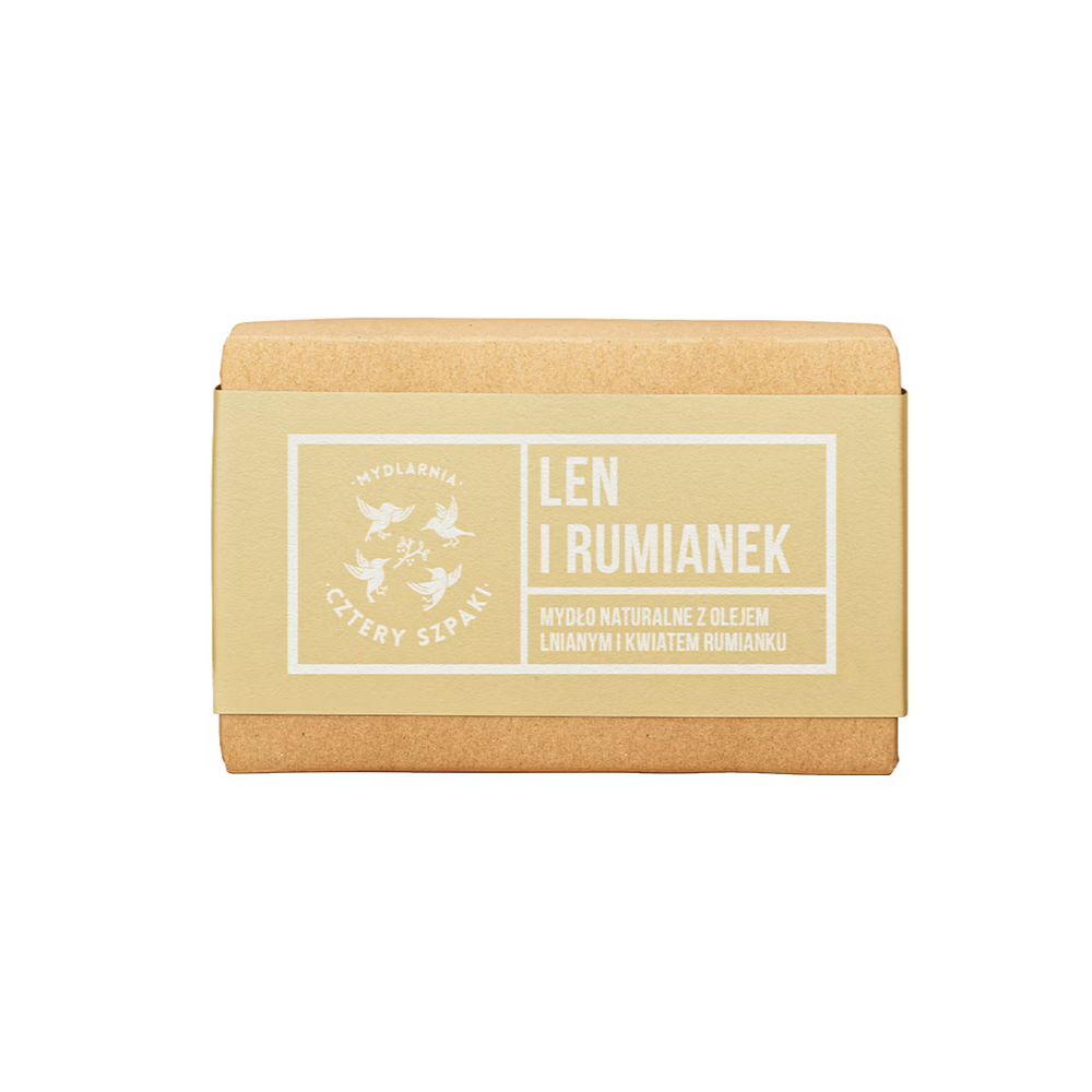 Mydlarnia Cztery Szpaki Len i Rumianek naturalne mydło w kostce 110 g