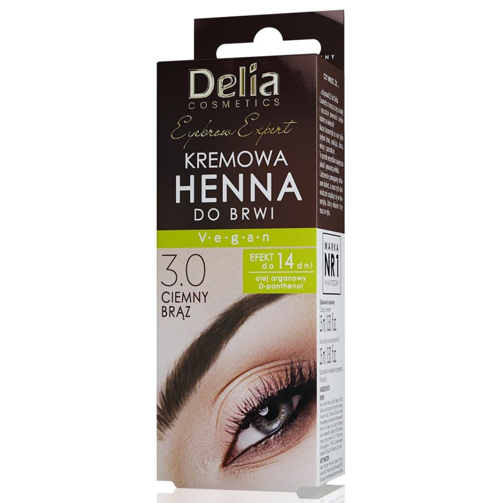Delia Cosmetics Eyebrow Expert Kremowa henna do brwi 3.0 ciemny brąz