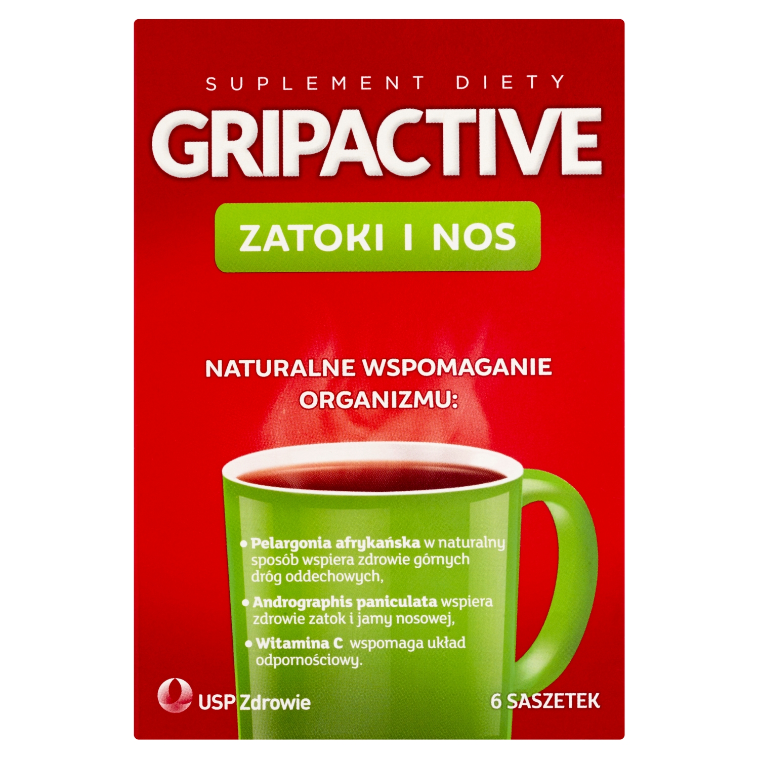 Gripactive Zatoki i Nos suplement diety 6 saszetek