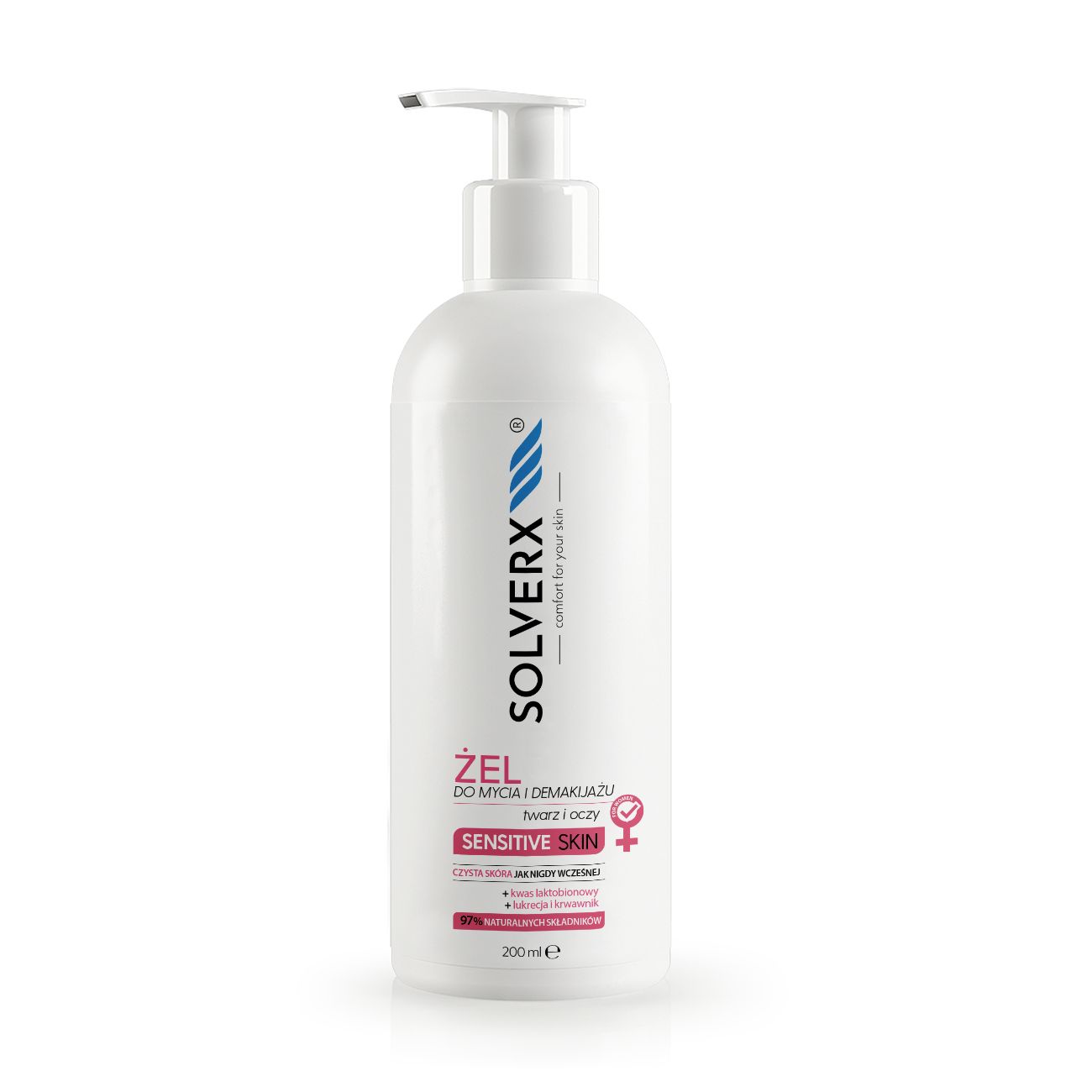 SOLVERX ŻEL DO MYCIA TWARZY I DEMAKIJAŻU SENSITIVE SKIN 200ML