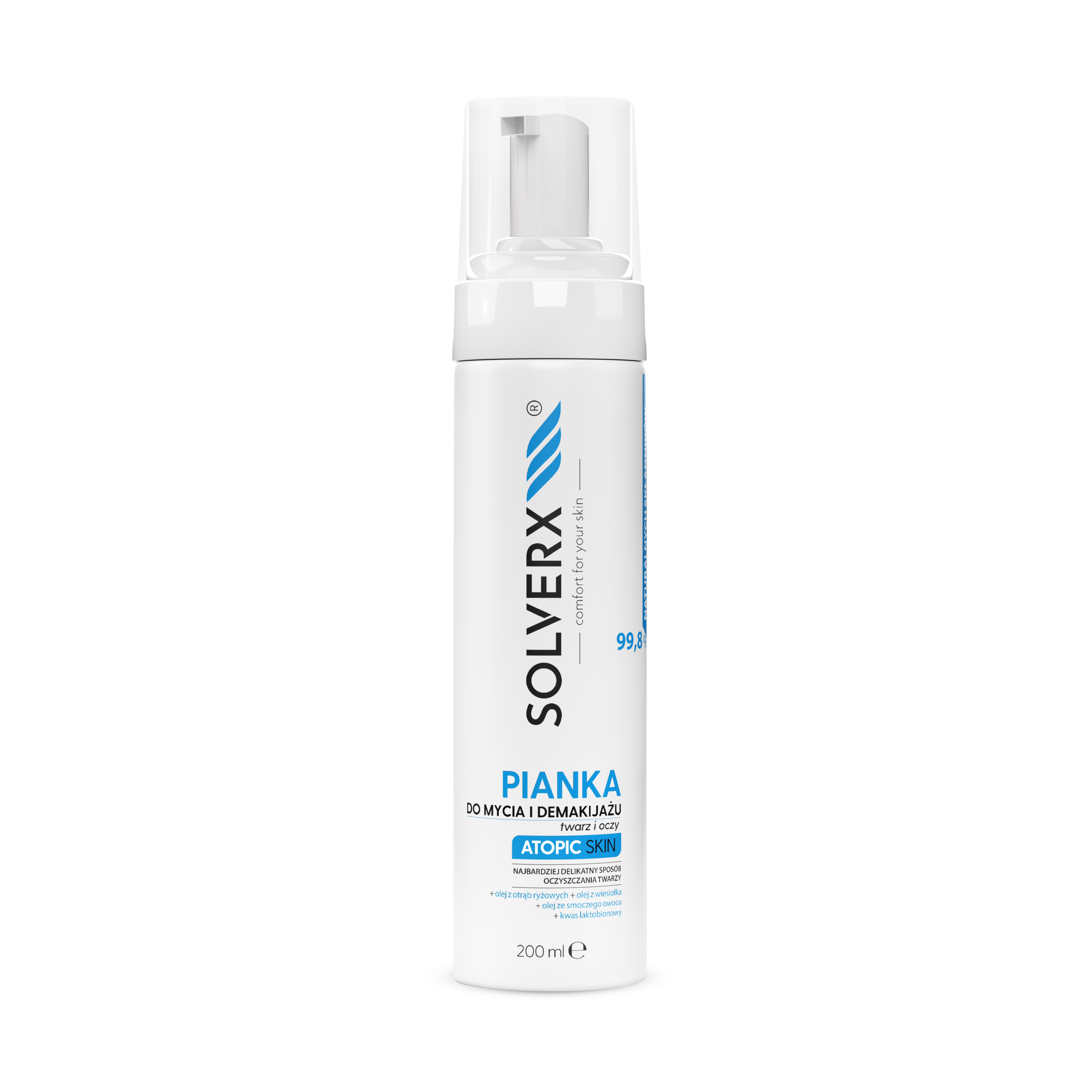 SOLVERX Pianka do mycia twarzy i demakijażu skóra atopowa 200ml