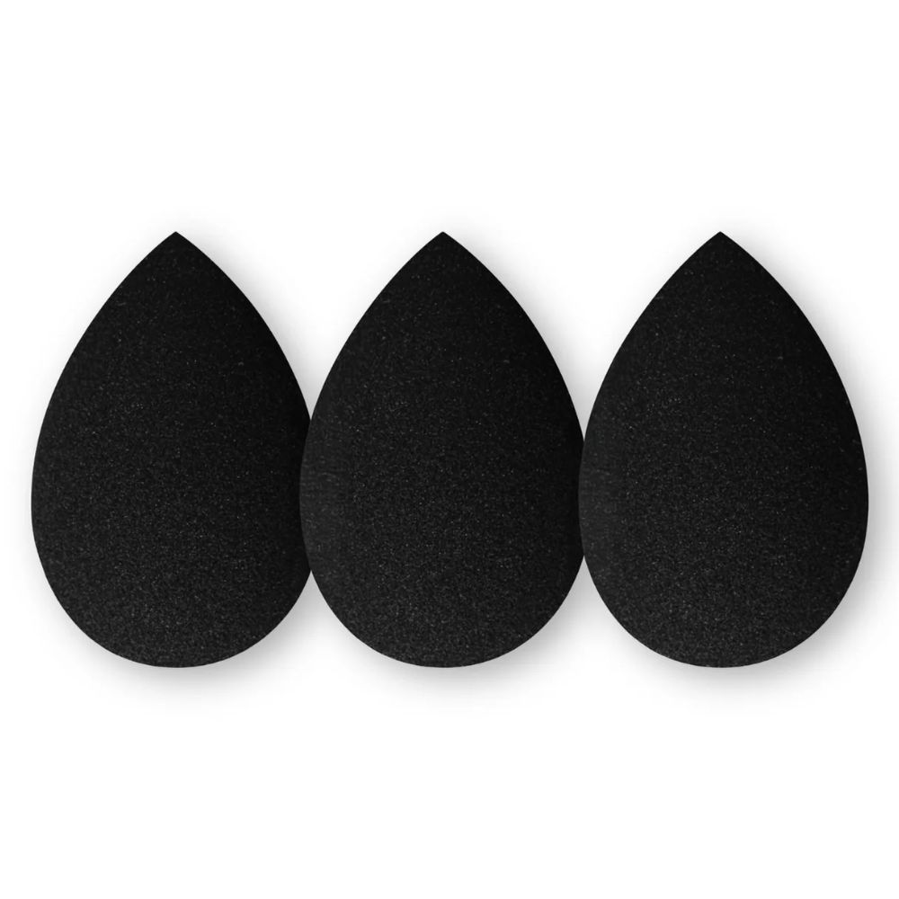 Ibra Makeup Blender Sponge zestaw czarnych gąbeczek trio 3 sztuki