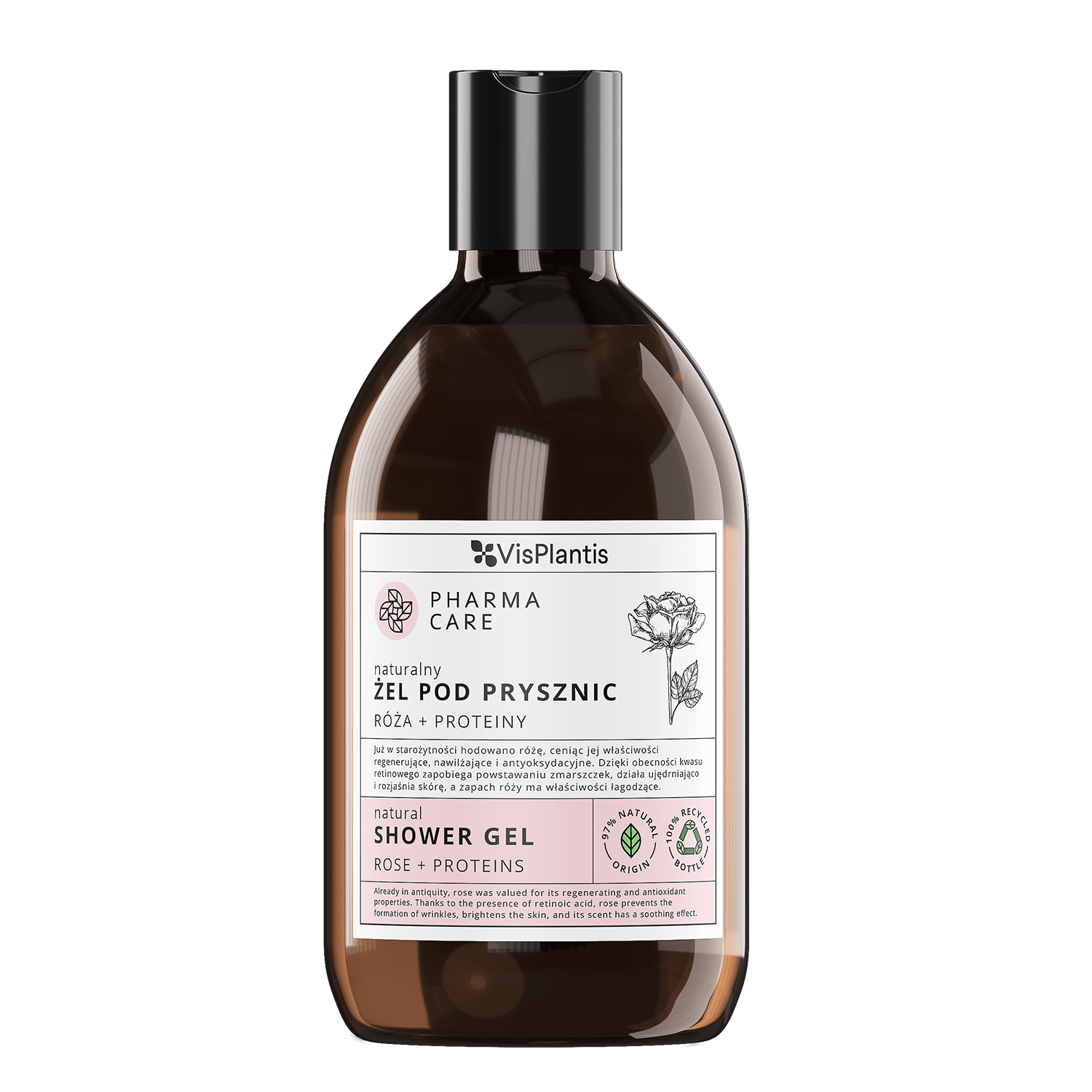 Pharma Care naturalny żel pod prysznic róża + proteiny 500ml