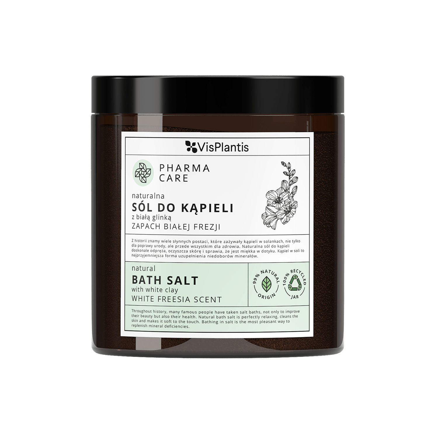Pharma Care naturalna sól do kąpieli z białą glinką - biała frezja 800g