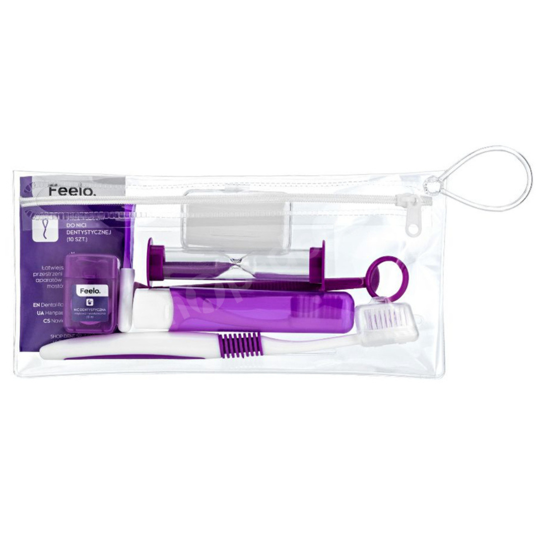 Feelo Ortho zestaw ortodontyczny w kosmetyczce Fioletowy