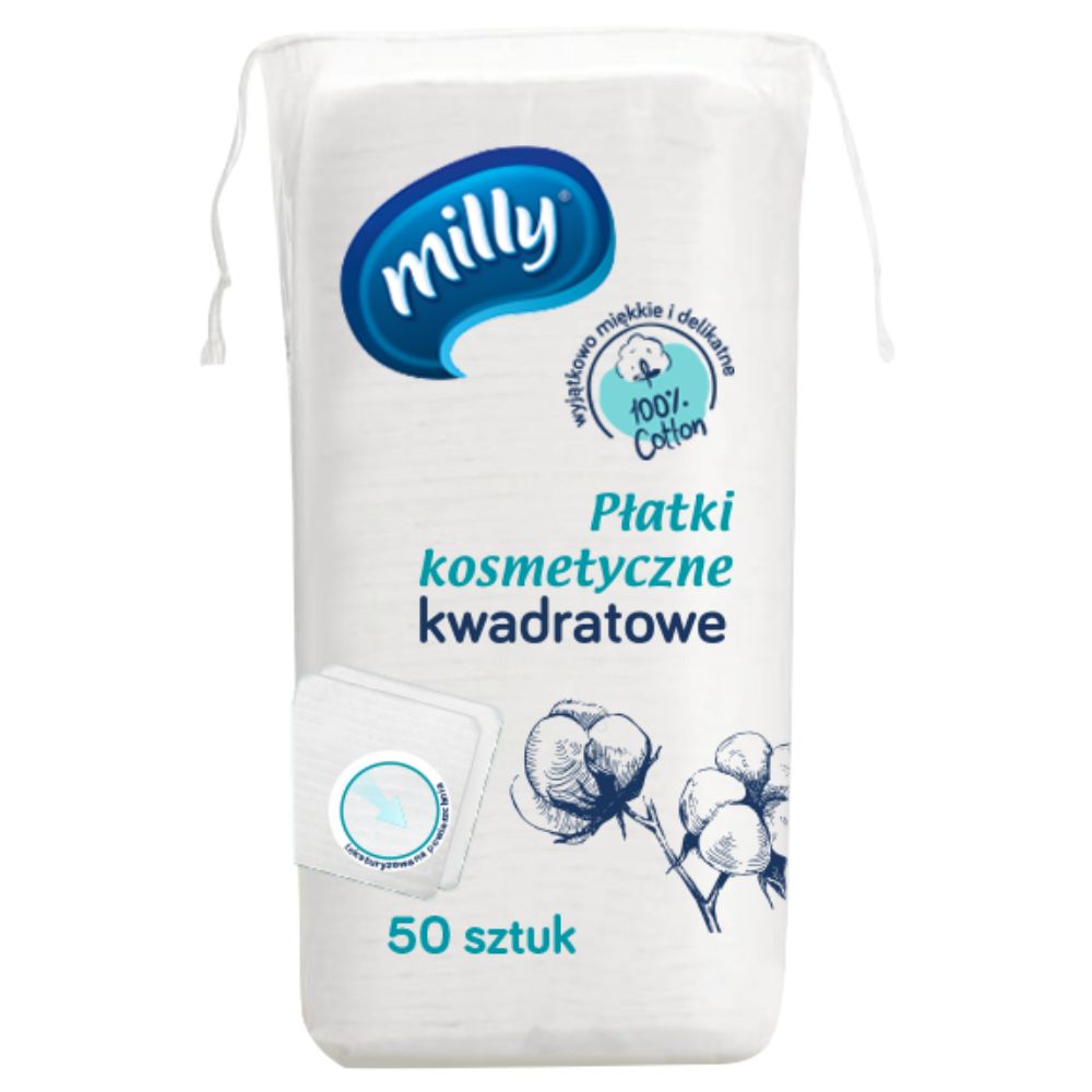 Milly płatki kosmetyczne kwadratowe 50 sztuk