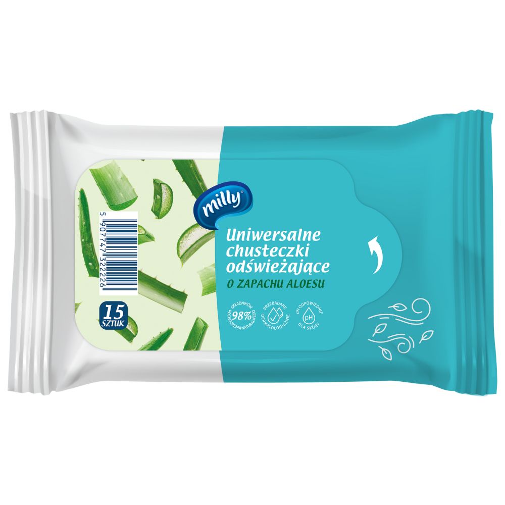 Milly Aloes uniwersalne chusteczki odświeżające 15 sztuk