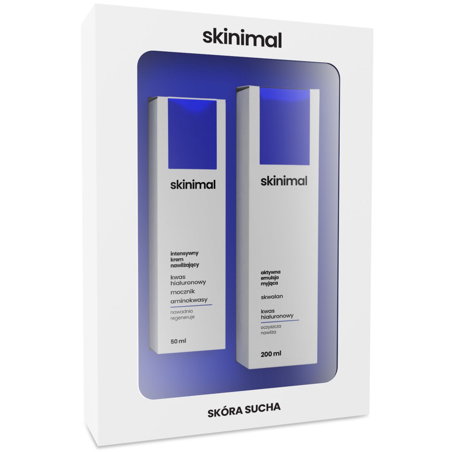 Skinimal zestaw Skóra Sucha - emulsja myjąca & krem nawilżający