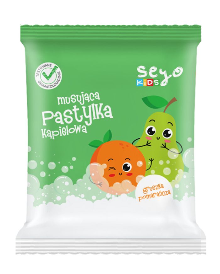 Seyo Kids Musująca Pastylka Do Kąpieli Gruszka, Pomarańcza 40g main product photo
