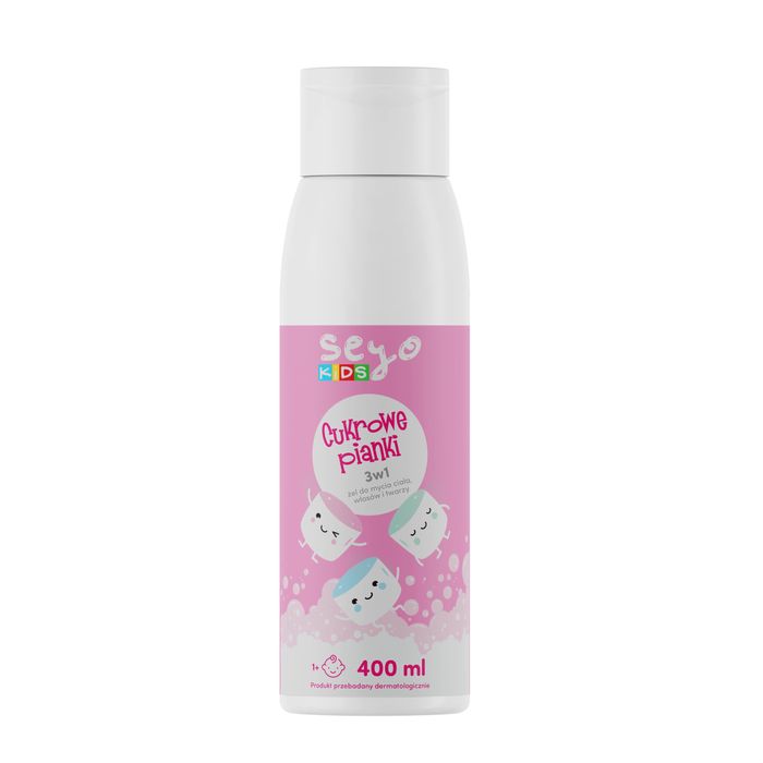 SEYO KIDS ŻEL DO MYCIA CIAŁA, WŁOSÓW I TWARZY, CUKROWE PIANKI, 400 ML main product photo