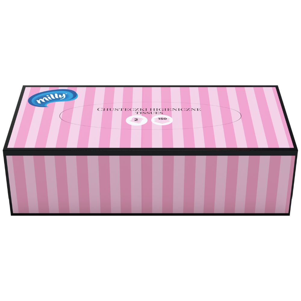 Milly chusteczki higieniczne w pudełku, 2 warstwowe, paseczki 150szt.