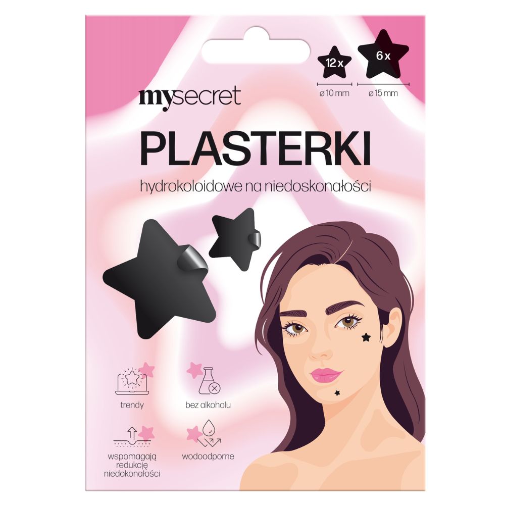 My Secret Czarne Gwiazdki plasterki na niedoskonałości 18 sztuk 
