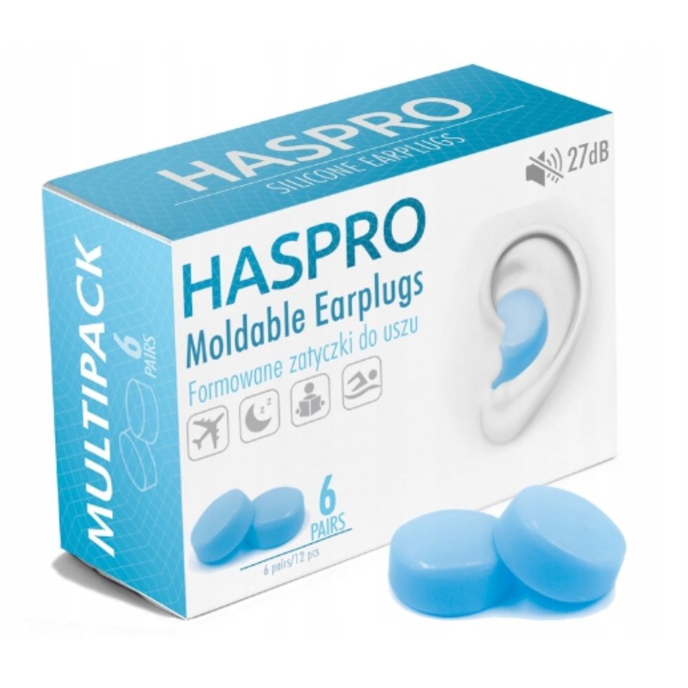 Haspro zatyczki do uszu formowane Mold 6P Niebieskie 6 par