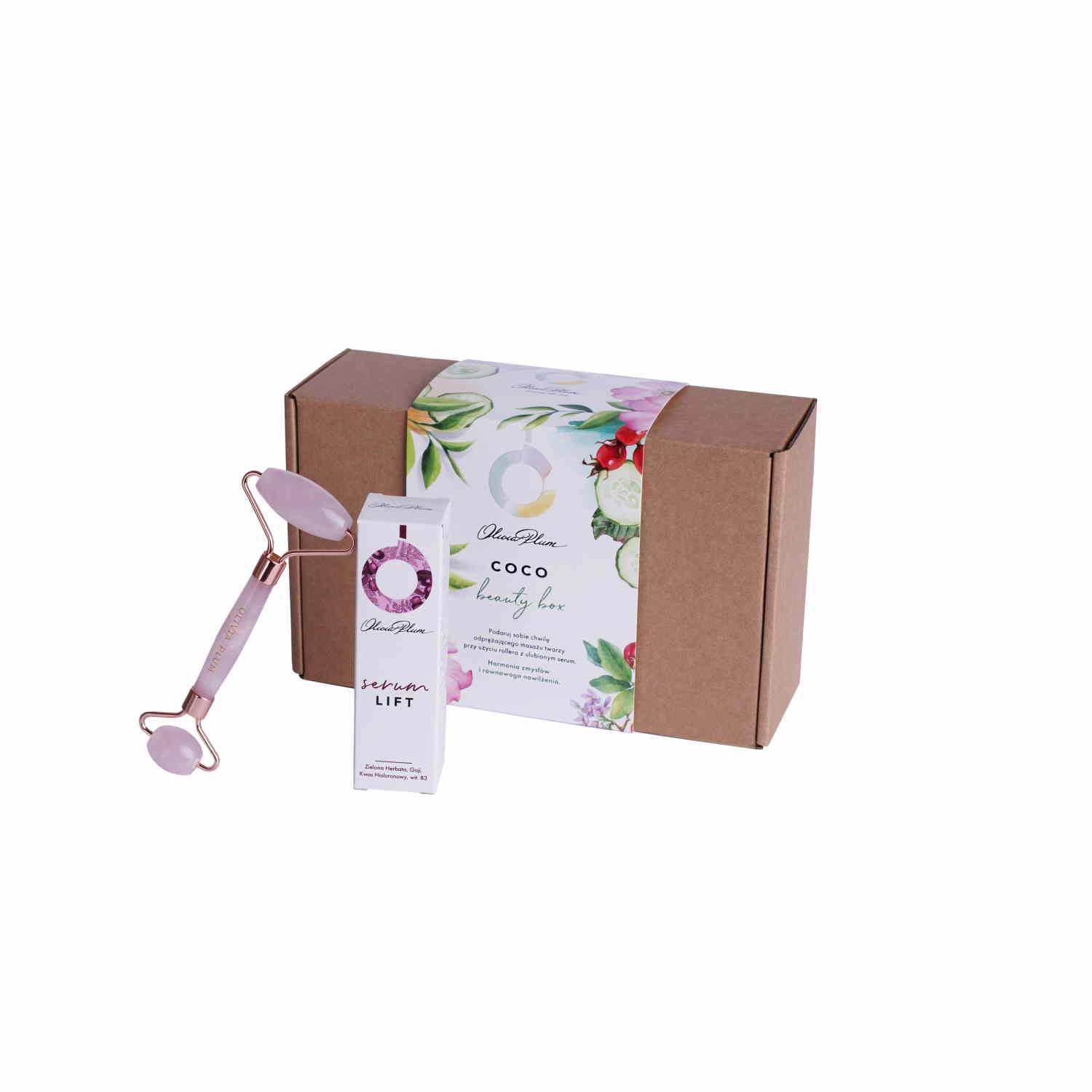 Olivia Plum Coco Lift And Beauty Box serum + roller kwarcowy