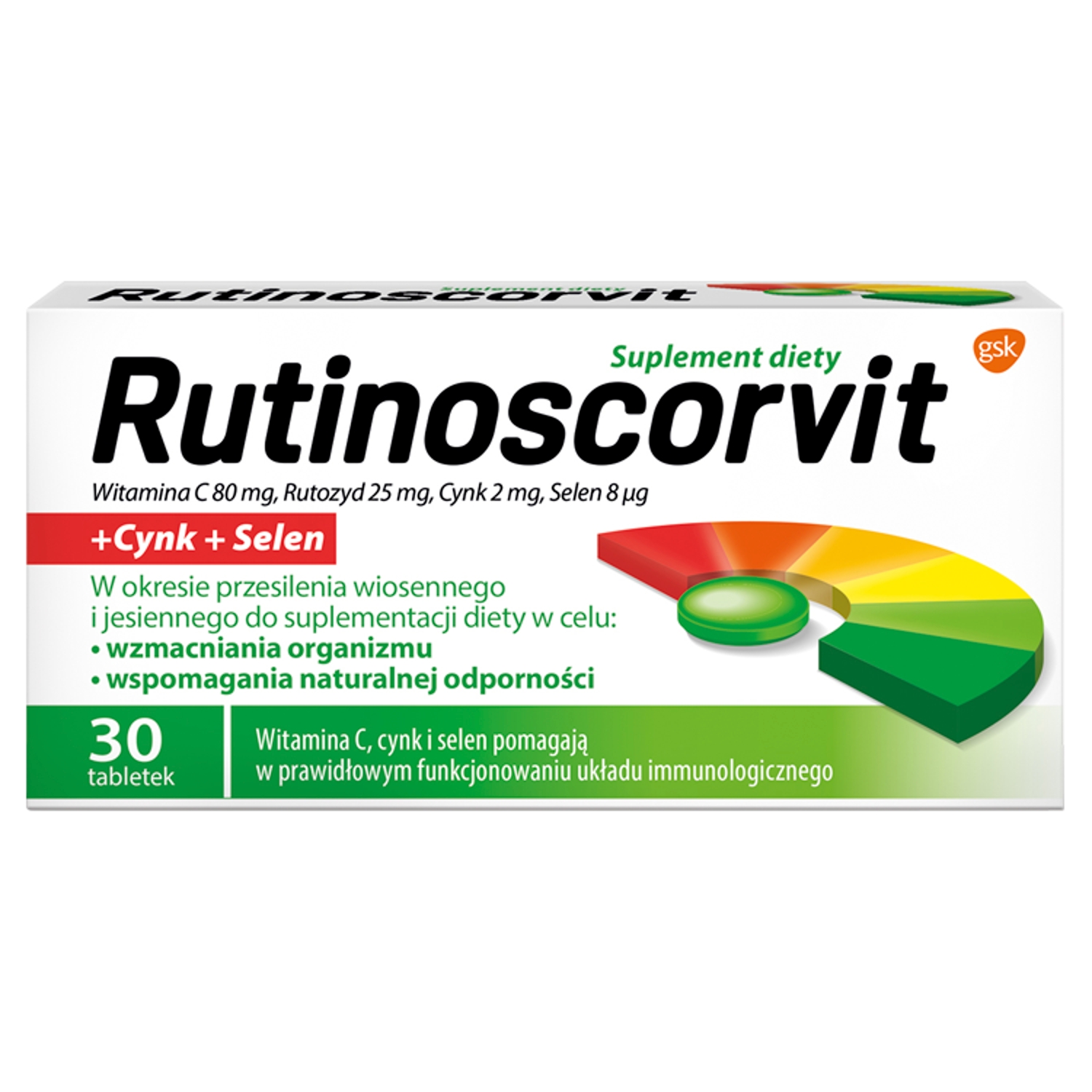 Rutinoscorvit wit. C rutozyd cynk selen 30 tabletek