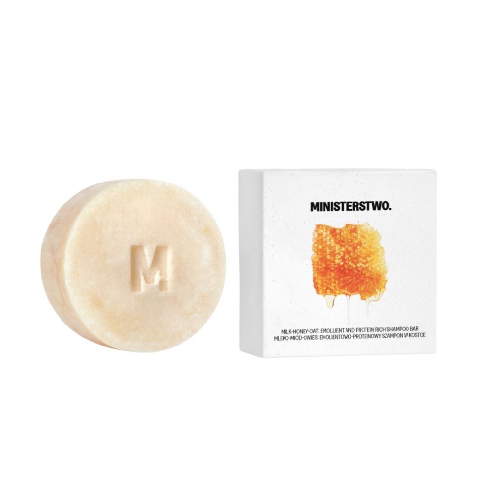 Ministerstwo. Mleko-miód-owies:emolientowo-proteinowy szampon w kostce 85 g