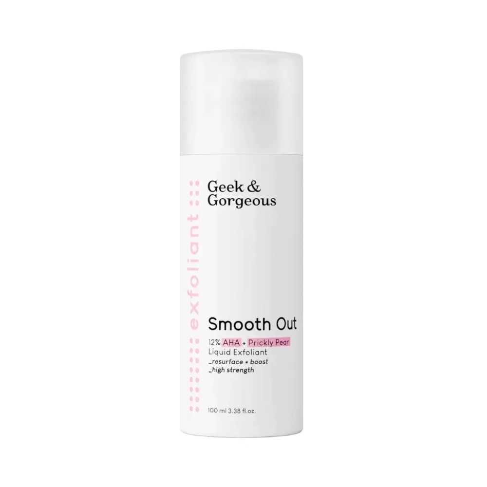 Geek & Gorgeous Smooth Out silny eksfoliator do twarzy z 12% kwasami AHA i kojącą opuncją figową 100 ml