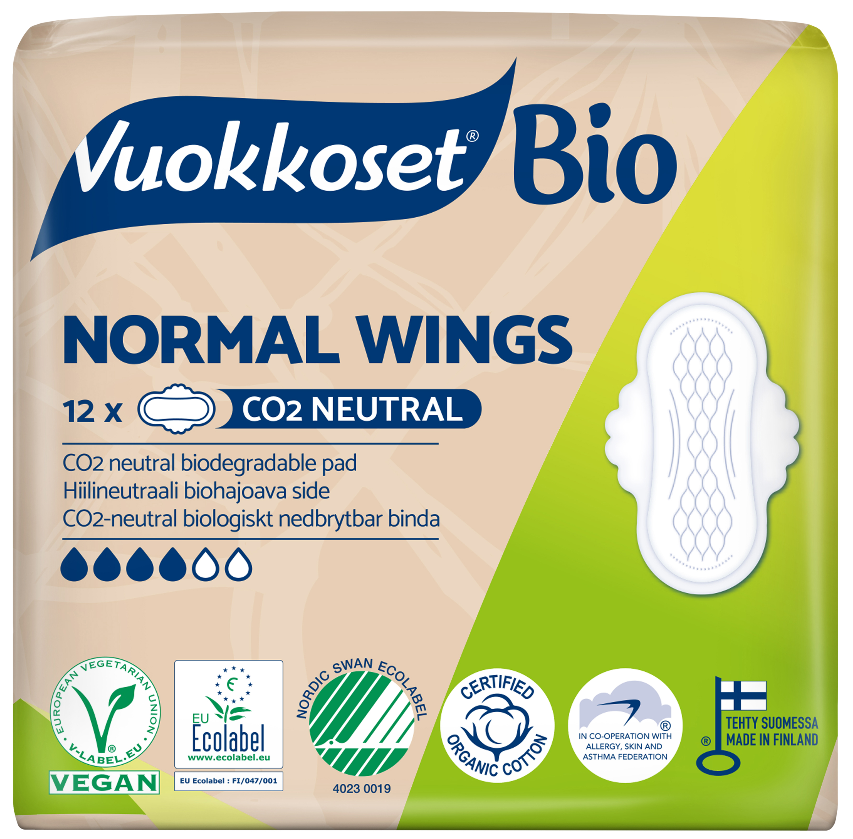VUOKKOSET BIO PODPASKI NORMAL 12 szt.