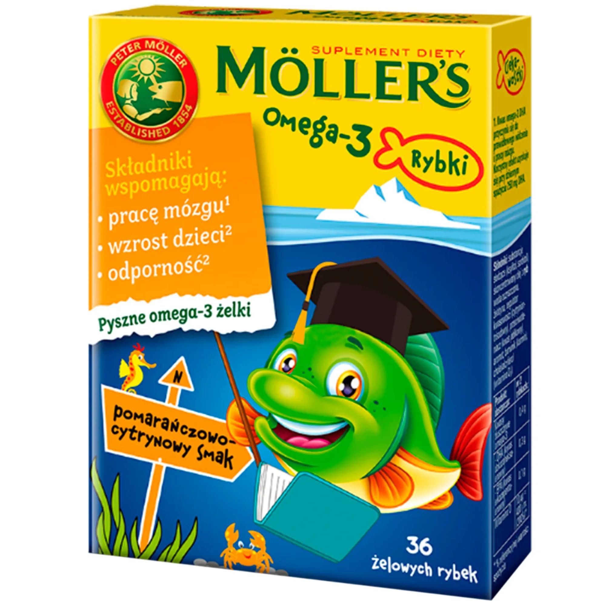 Möller’s Omega-3 Rybki żelki cytrusowe 36 sztuk