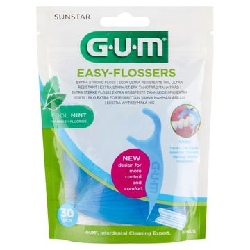 GUM Easy-Flossers Cool Mint Ekstra wytrzymała nić 30 sztuk