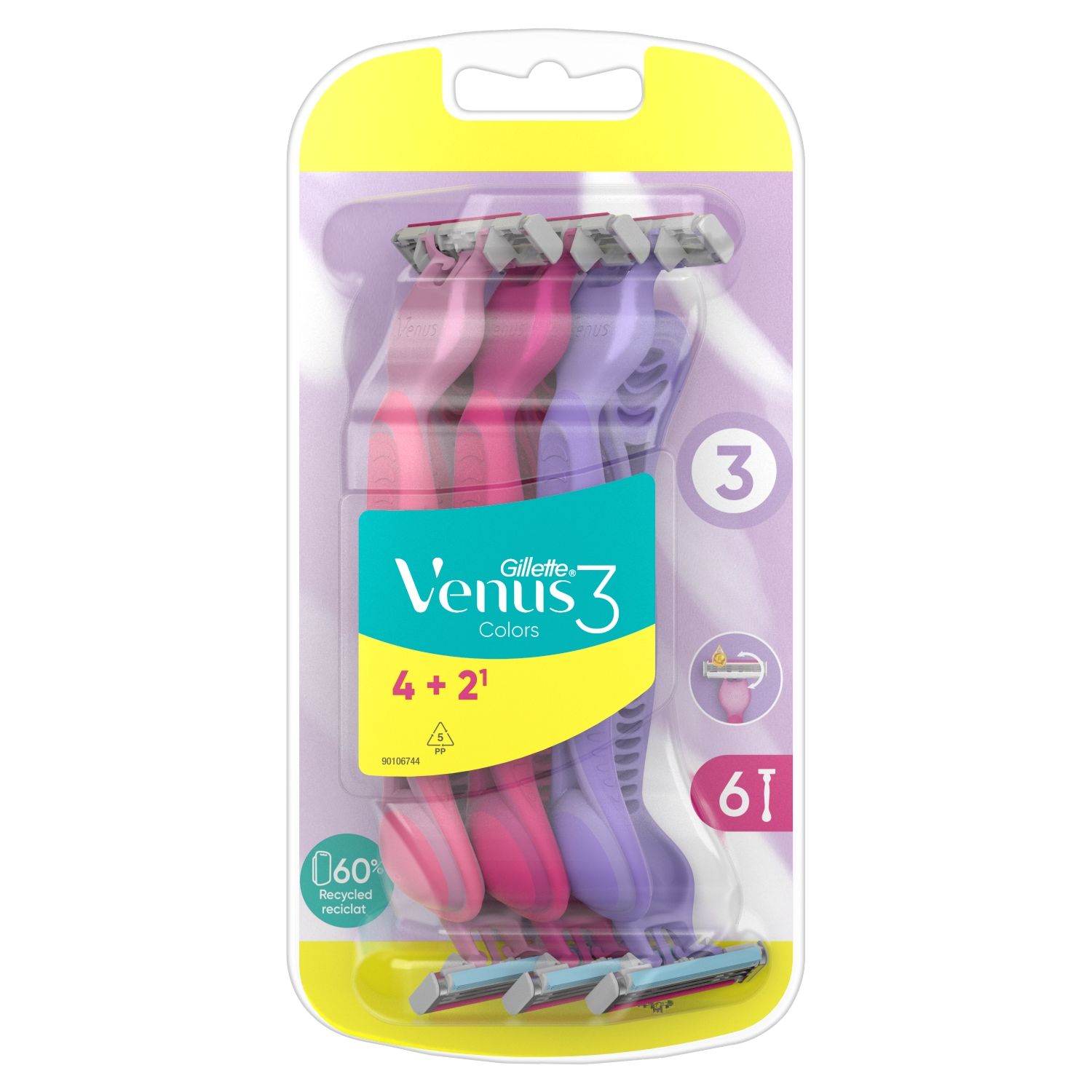 Gillette Venus 3 Colors Maszynki jednorazowe, liczba sztuk w