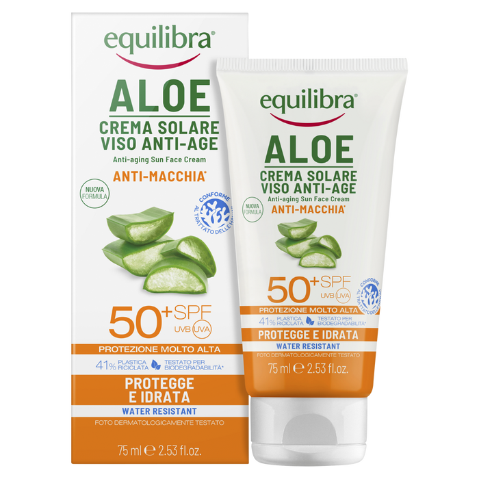 Equilibra Aloesowy krem do twarzy przeciwsłoneczny anti-age SPF 50+ 75 ml main product photo