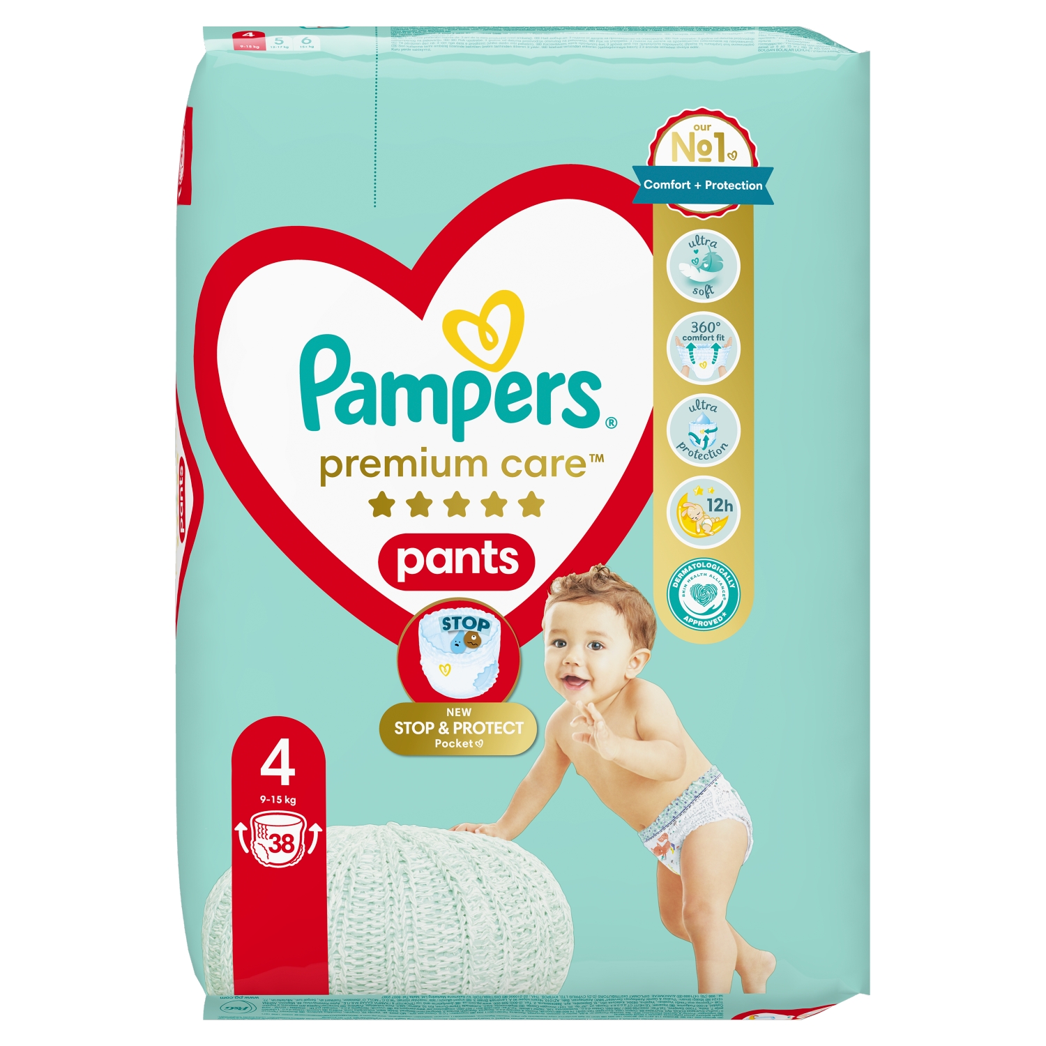 Pampers Premium Care Pieluchomajtki, rozmiar 4,  sztuk, 9kg-15kg