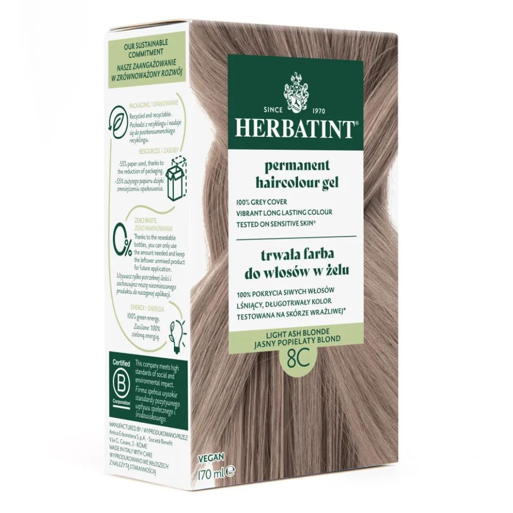 Herbatint Farba do włosów 8C jasny popielaty blond 170 ml